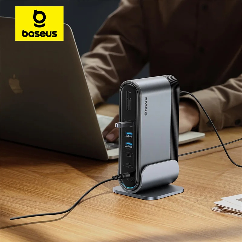 Baseus 17 in 1 전원 어댑터 도킹 스테이션 USB C 허브 듀얼 4K HDMI 호환 - 상품 이미지