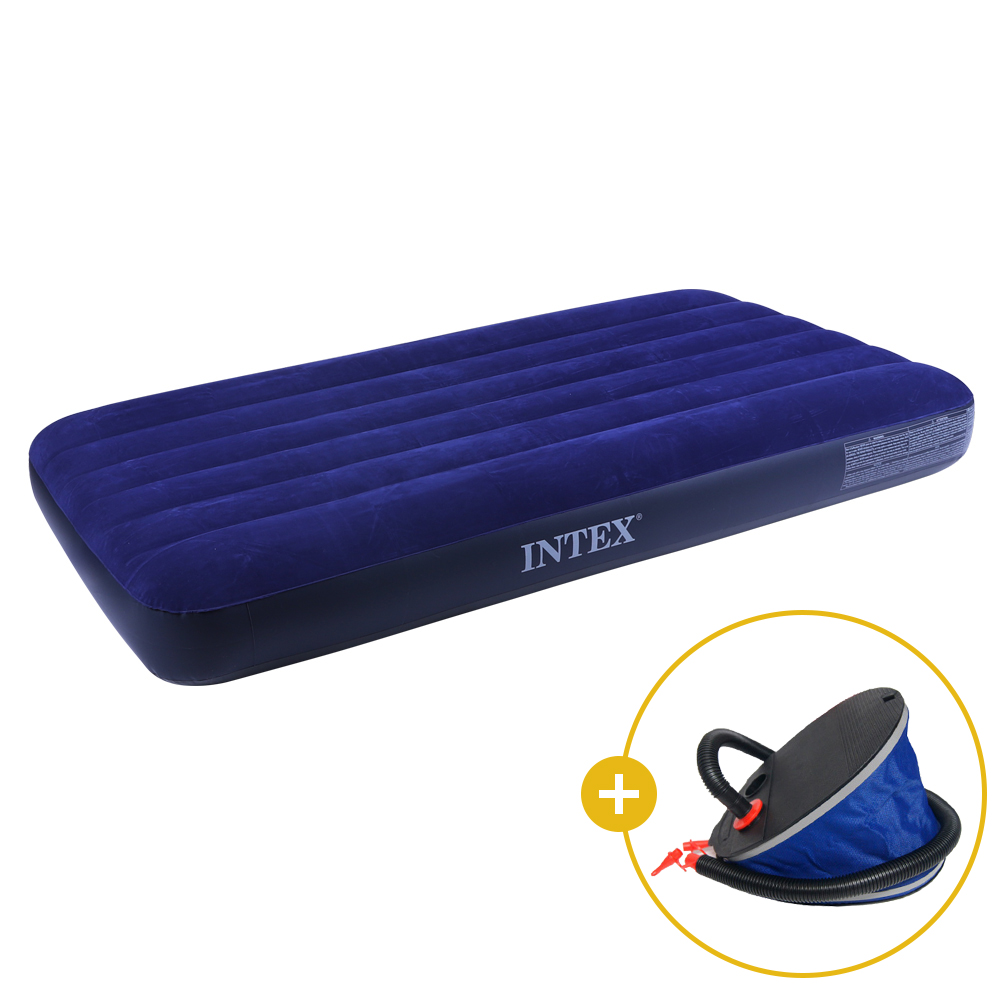 인텍스 블루 에어매트 광폭싱글 + 풋펌프 세트 캠핑매트 침대 캠핑용 휴대용 매트리스