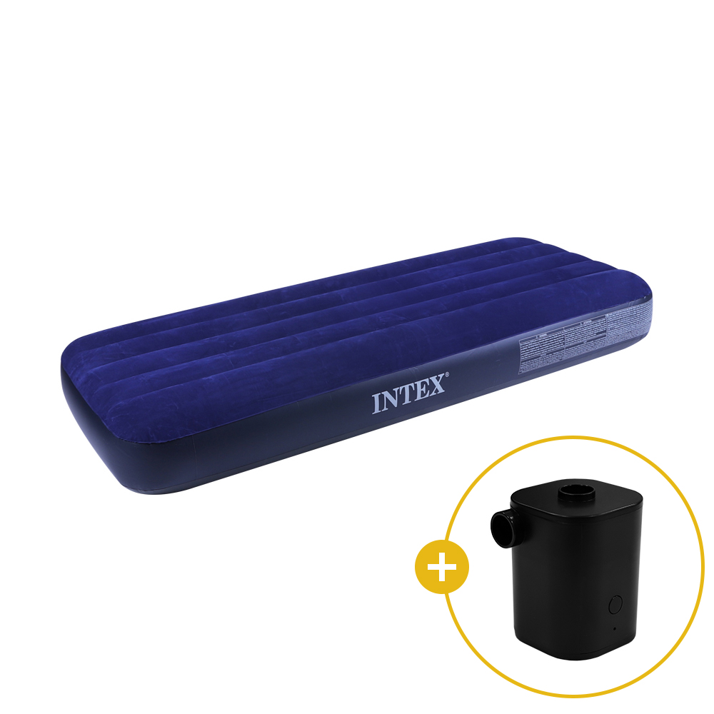 인텍스 블루 에어매트 광폭싱글 + 무선펌프 세트 캠핑매트 침대 캠핑용 휴대용 매트리스