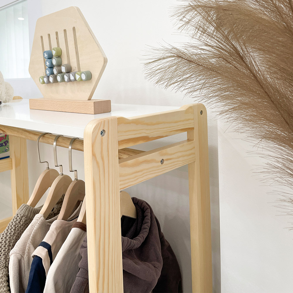 심플룸 선반형 유아 아기 행거 어린이 키즈 아기옷 아이방 아동 원목