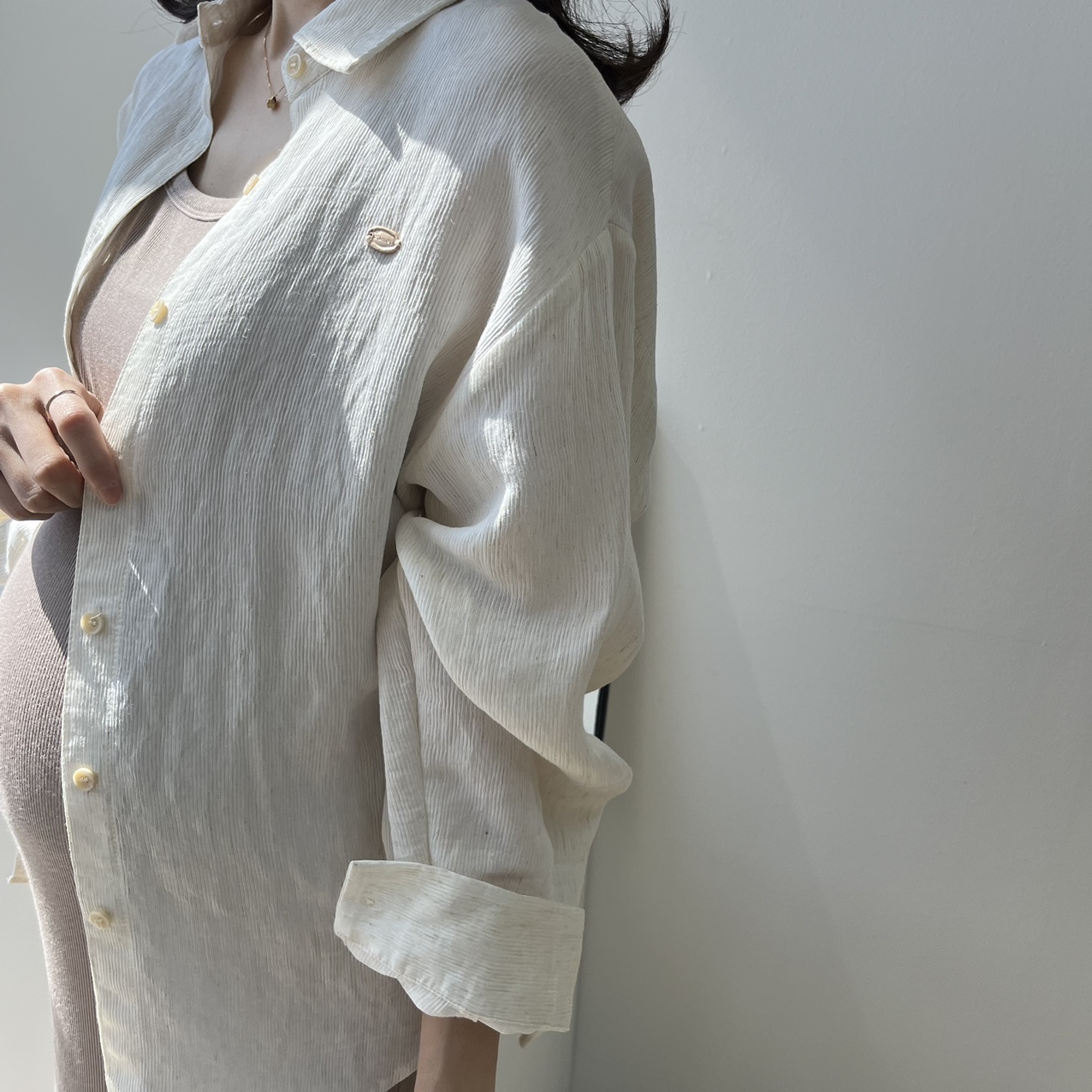 골디팬던트 린넨 내츄럴 셔츠 임부복 임산부 만삭까지 상세 이미지 2