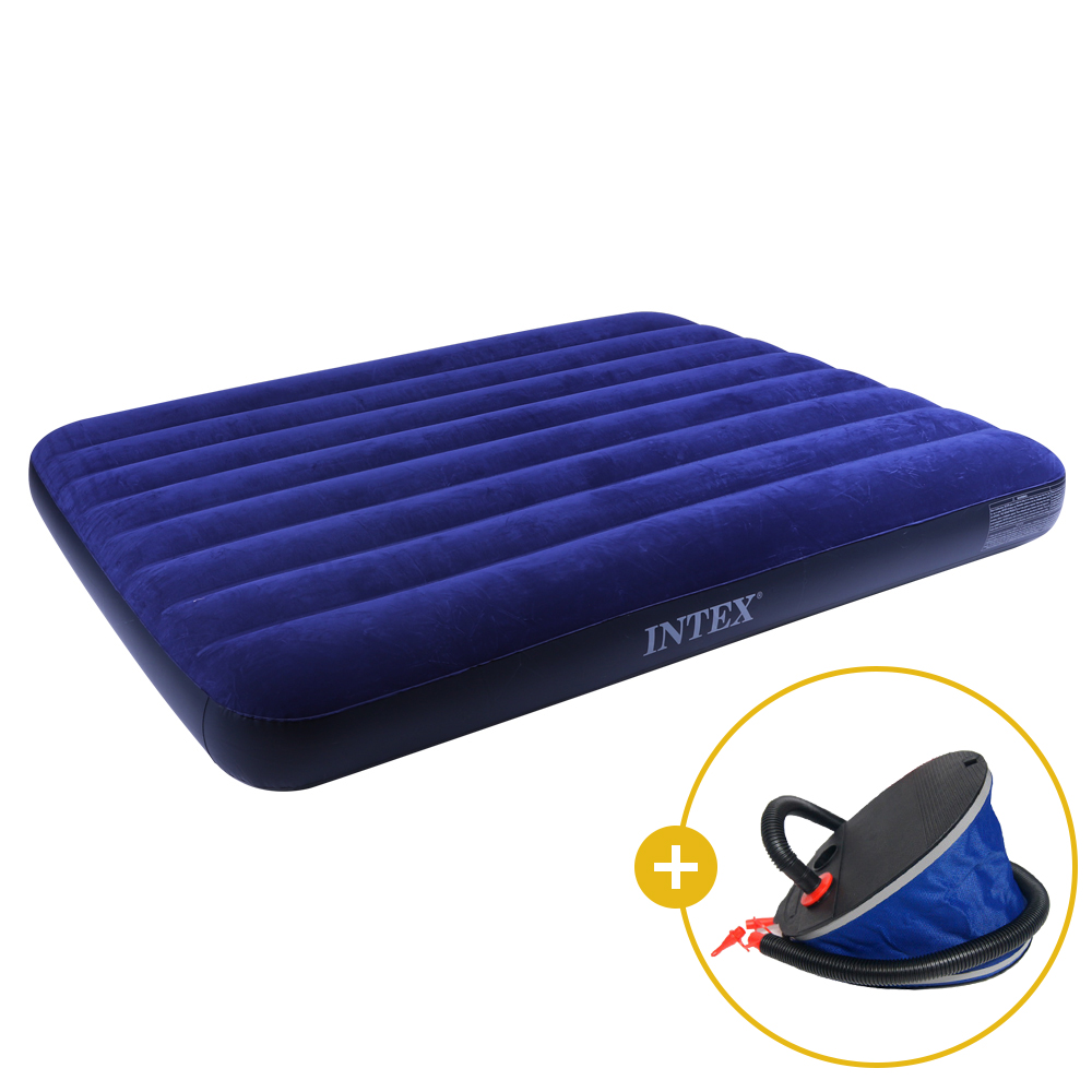 인텍스 블루 에어매트 광폭싱글 + 풋펌프 세트 캠핑매트 침대 캠핑용 휴대용 매트리스