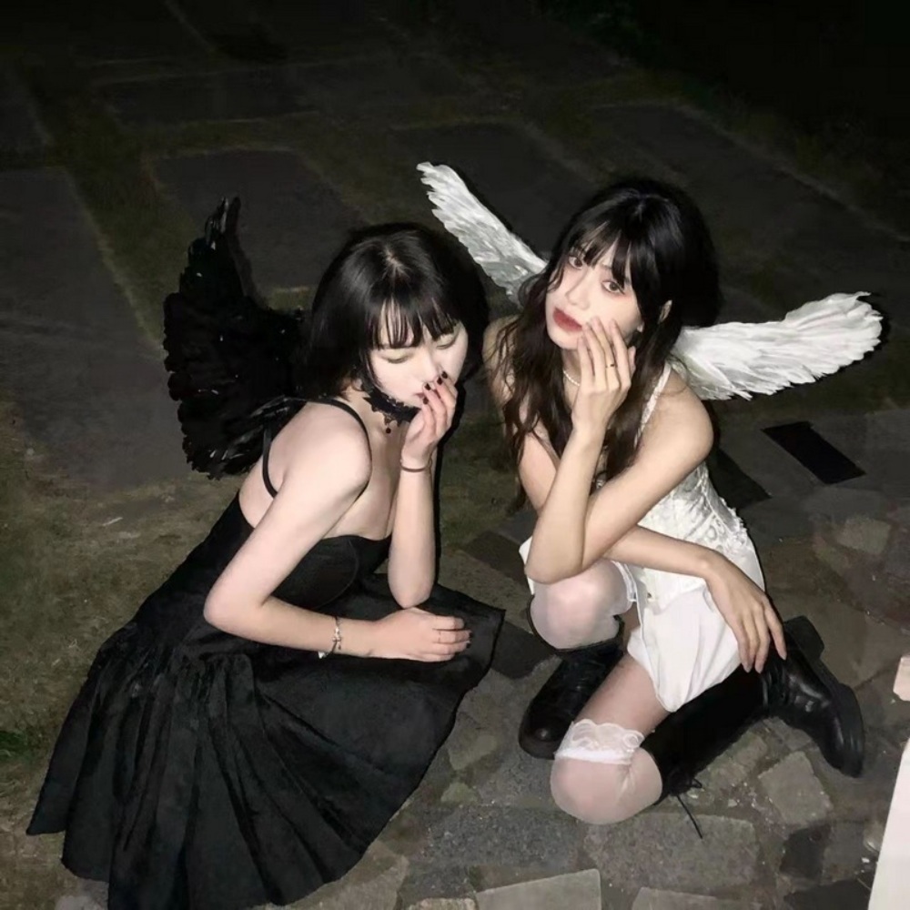 작은악마 날개 깃털 검은색 파티 소품 코스튬 - 상세 이미지 4