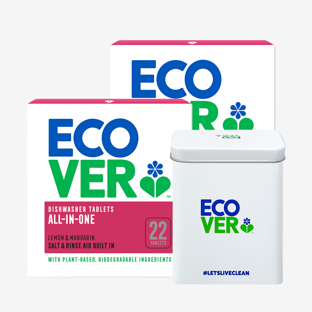 에코버 올인원 식기세척기세제 레몬 만다린 22개입 2개+틴케이스