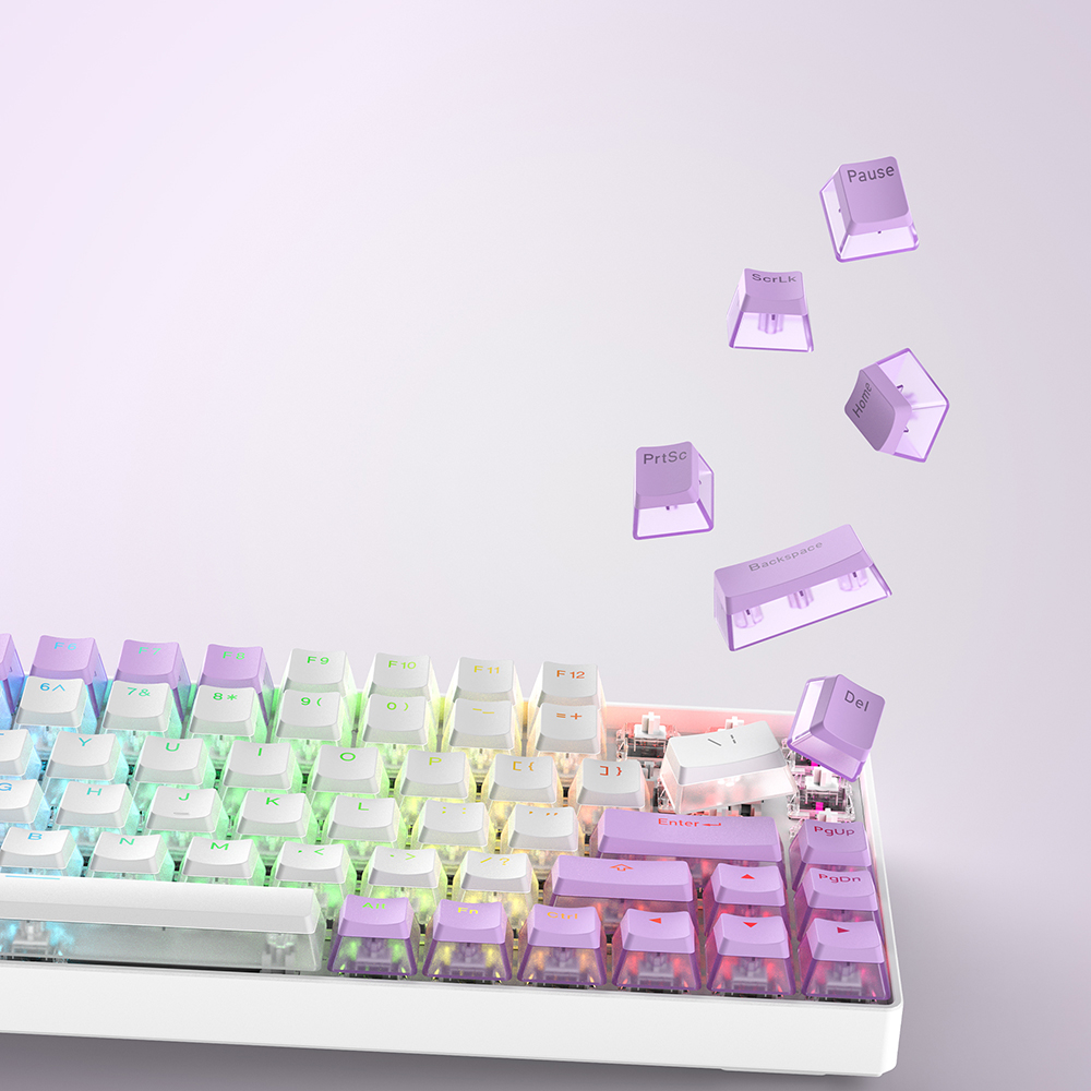 푸딩 투명 키캡 퍼플 LED RGB 반투명 OEM PBT 커스컴 키보드키캡 - 상세 이미지 3