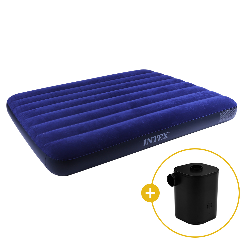 인텍스 블루 에어매트 광폭싱글 + 무선펌프 세트 캠핑매트 침대 캠핑용 휴대용 매트리스