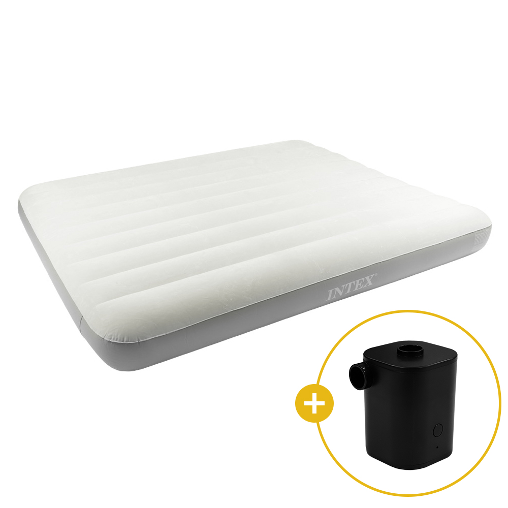인텍스 아이보리 에어매트 광폭싱글 + 무선펌프 세트 캠핑매트 침대 캠핑용 휴대용 매트리스