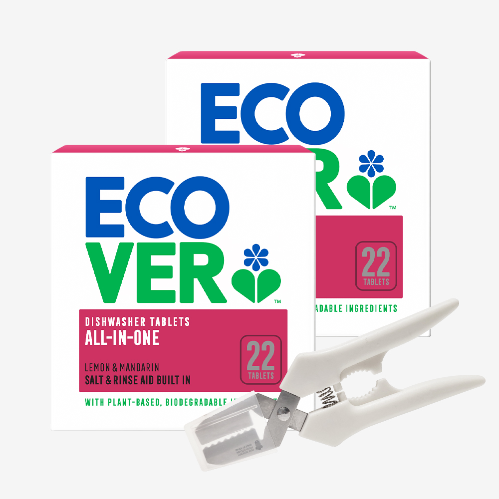 에코버 올인원 식기세척기세제 레몬 만다린 22개입 2개+가위