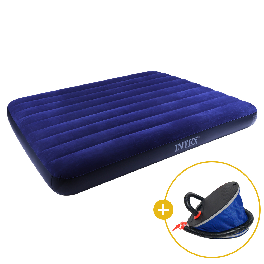 인텍스 블루 에어매트 광폭싱글 + 풋펌프 세트 캠핑매트 침대 캠핑용 휴대용 매트리스