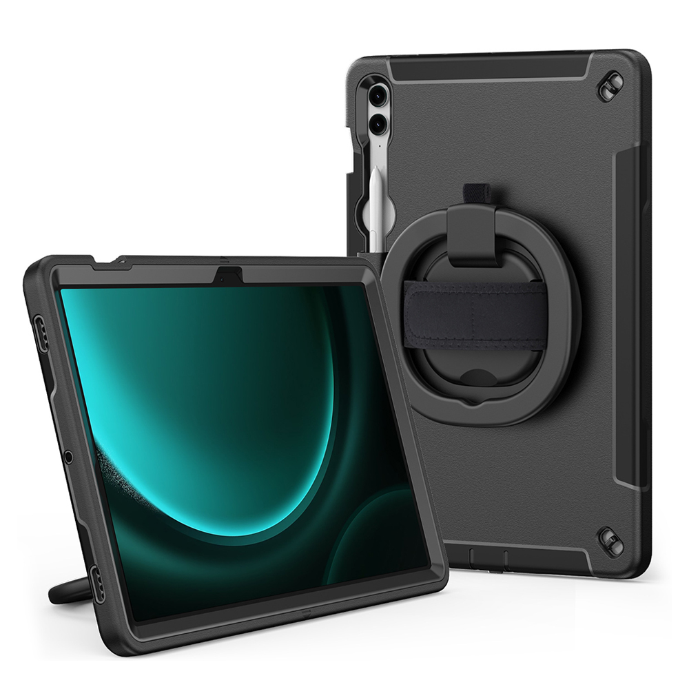 갤럭시탭 S9 FE 플러스 케이스 범퍼 풀커버 스트랩 폴리곤 아머 신형 블랙, 탭 S9FE+/S9+ - 상세 이미지 4