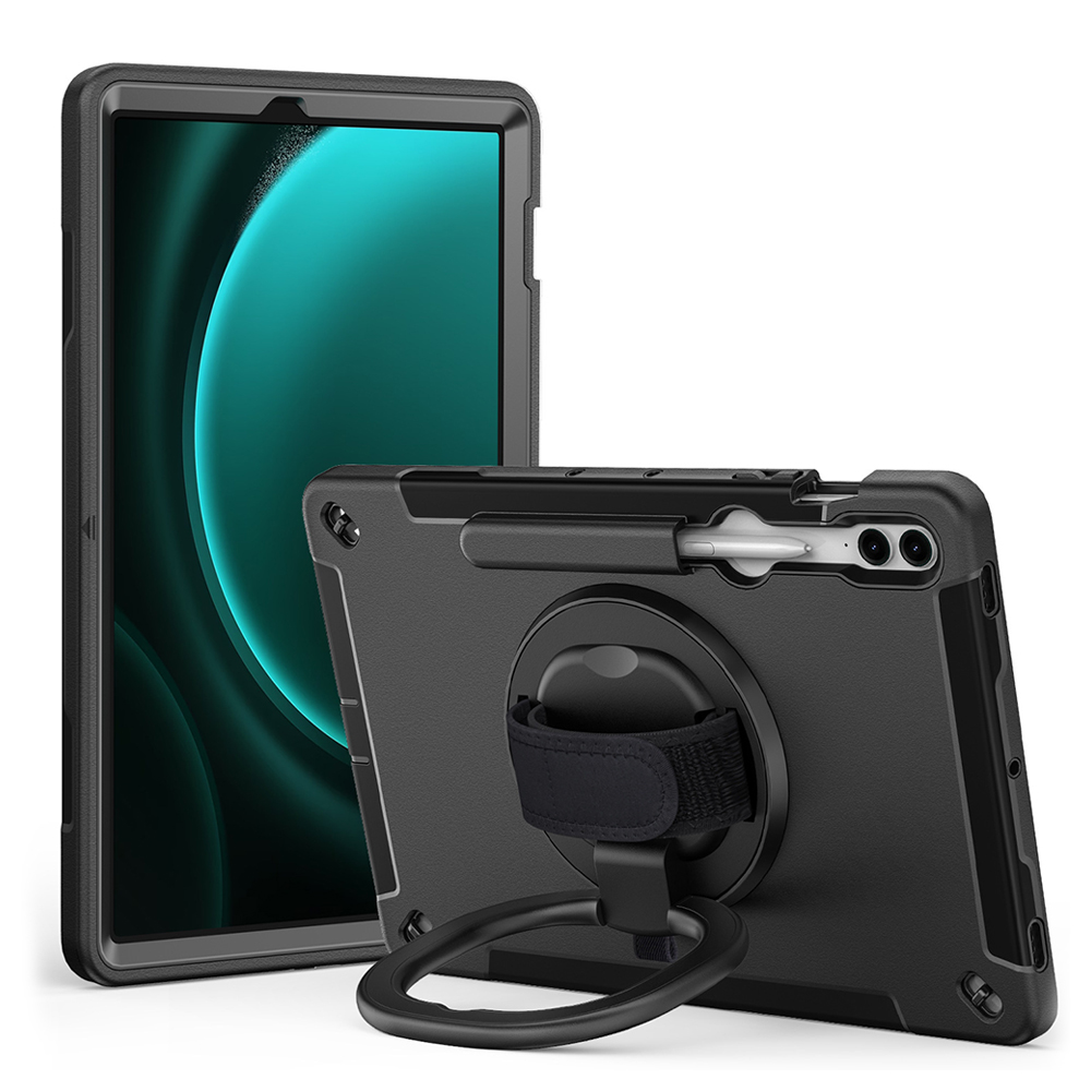 갤럭시탭 S9 FE 플러스 케이스 범퍼 풀커버 스트랩 폴리곤 아머 신형 블랙, 탭 S9FE+/S9+ - 상세 이미지 3