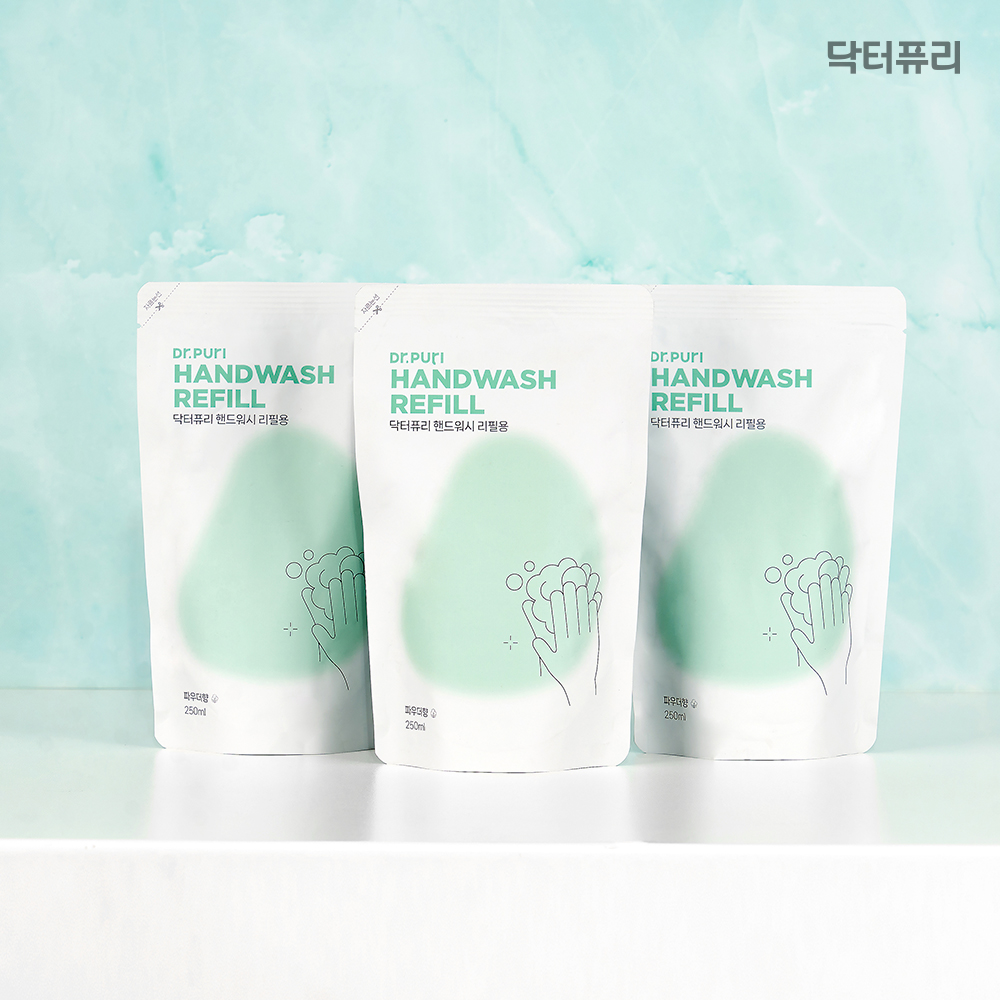 닥터퓨리 핸드워시 리필 파우치 파우더향 알러젠프리 250ml, 3개 - 메인 이미지