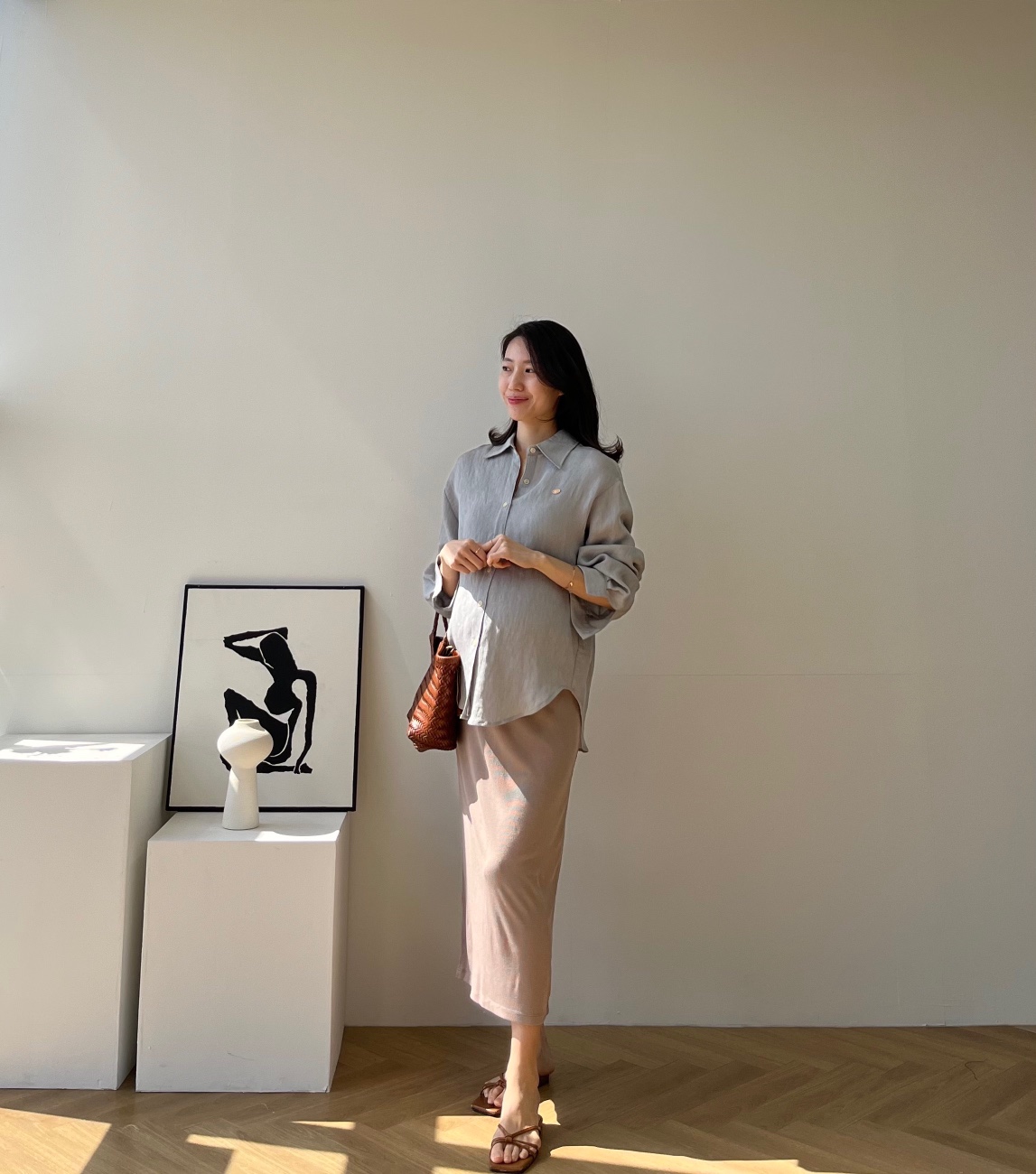골디팬던트 린넨 내츄럴 셔츠 임부복 임산부 만삭까지 상세 이미지 34