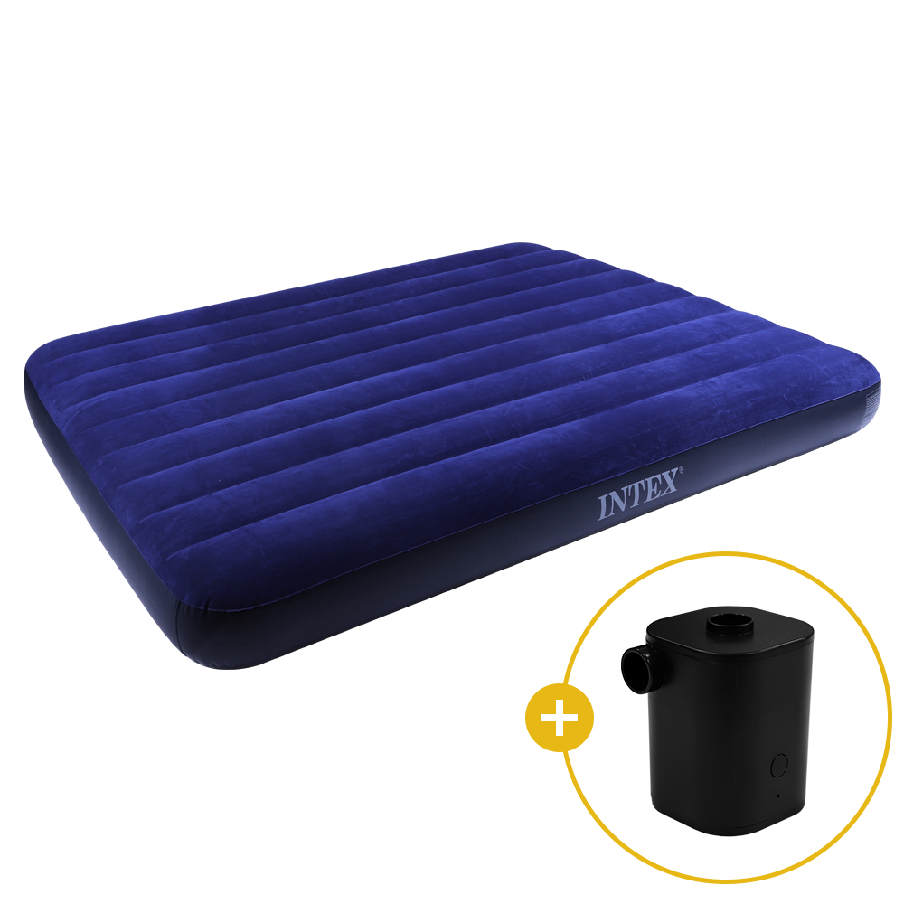 인텍스 블루 에어매트 광폭싱글 + 무선펌프 세트 캠핑매트 침대 캠핑용 휴대용 매트리스