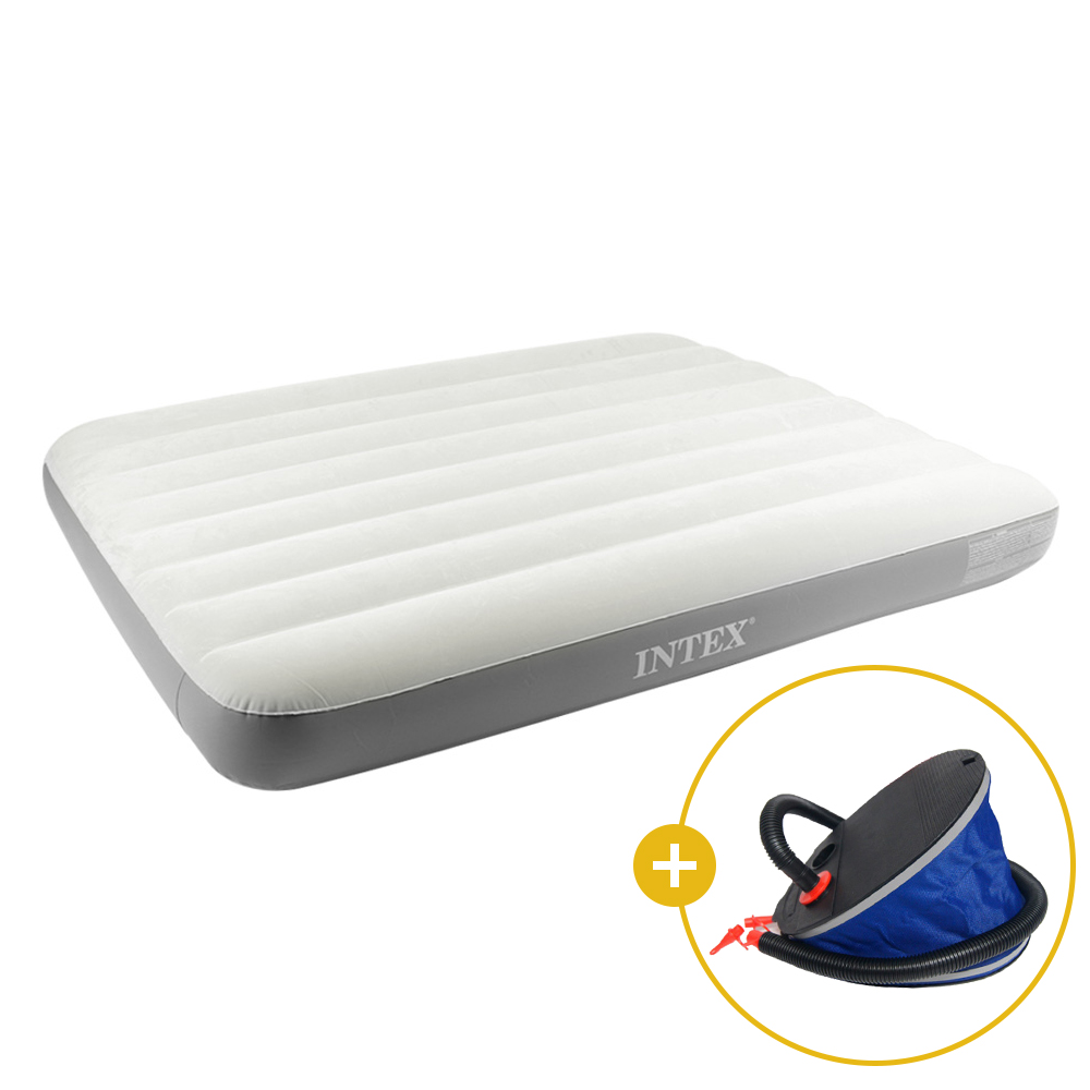 인텍스 아이보리 에어매트 광폭싱글 + 풋펌프 세트 캠핑매트 침대 캠핑용 휴대용 매트리스
