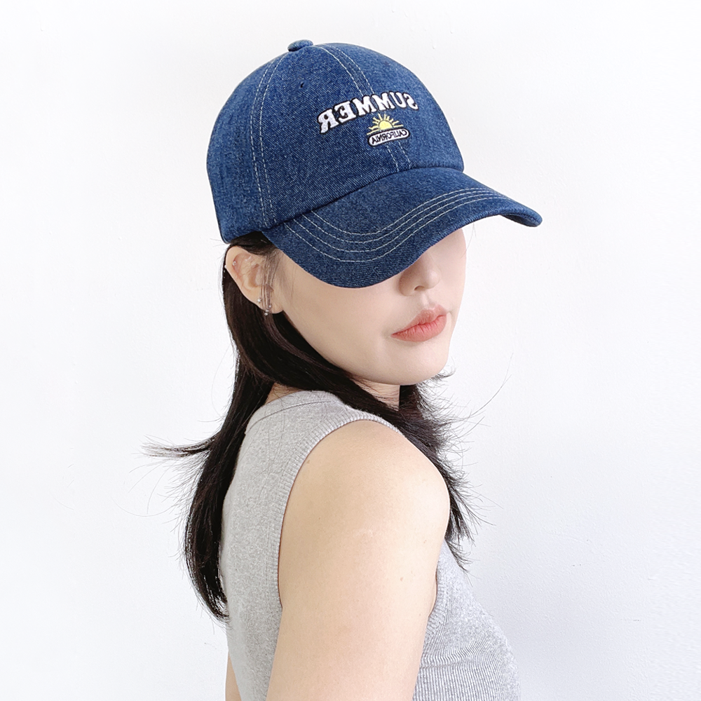 썸머캘리 코튼면 데님 남자여자 야구 볼캡 모자