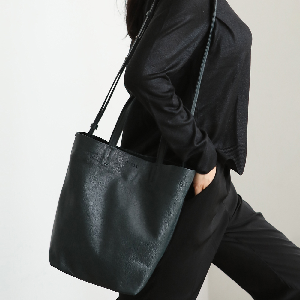 [에코백 포함/GISSE 지쎄] 천연가죽 투웨이 토트백 GBW-0008 딥그린