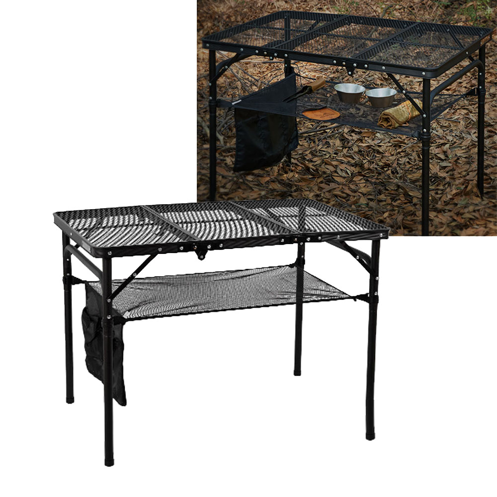 테이블 캠핑 원액션 접이식 메쉬 아이언