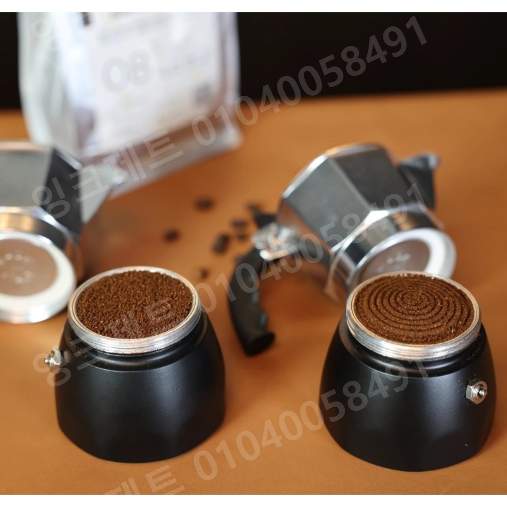 모카포트 도징링 커피탬퍼 반자동 56mm 높이조절 캡 - 상품 이미지