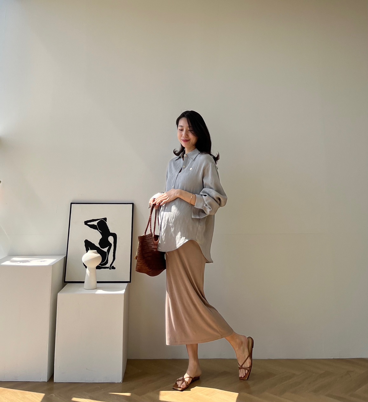 골디팬던트 린넨 내츄럴 셔츠 임부복 임산부 만삭까지 상세 이미지 35
