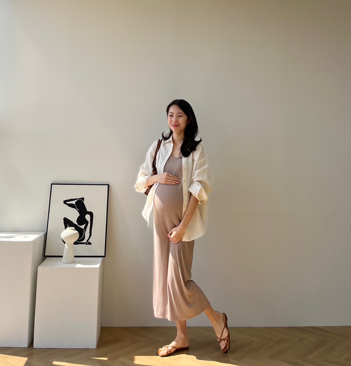 골디팬던트 린넨 내츄럴 셔츠 임부복 임산부 만삭까지 상세 이미지 21