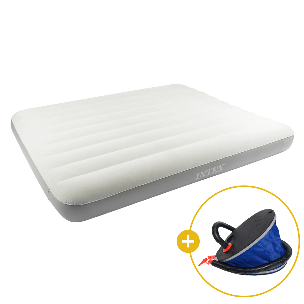 인텍스 아이보리 에어매트 광폭싱글 + 풋펌프 세트 캠핑매트 침대 캠핑용 휴대용 매트리스