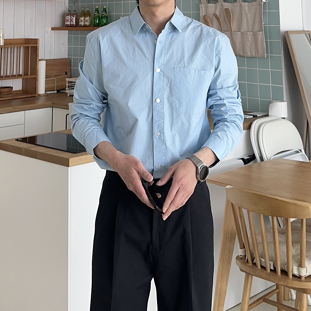 남자 셔츠 오버핏 정장 와이 셔츠 - 상세 이미지 3
