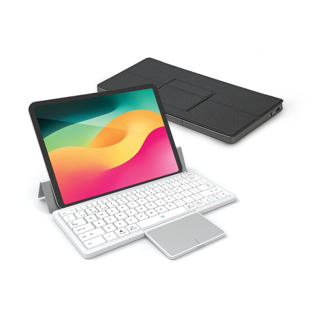 저소음 무소음 블루투스 충전식 3채널 멀티페어링 터치패드 아이패드 거치대 플립 키보드