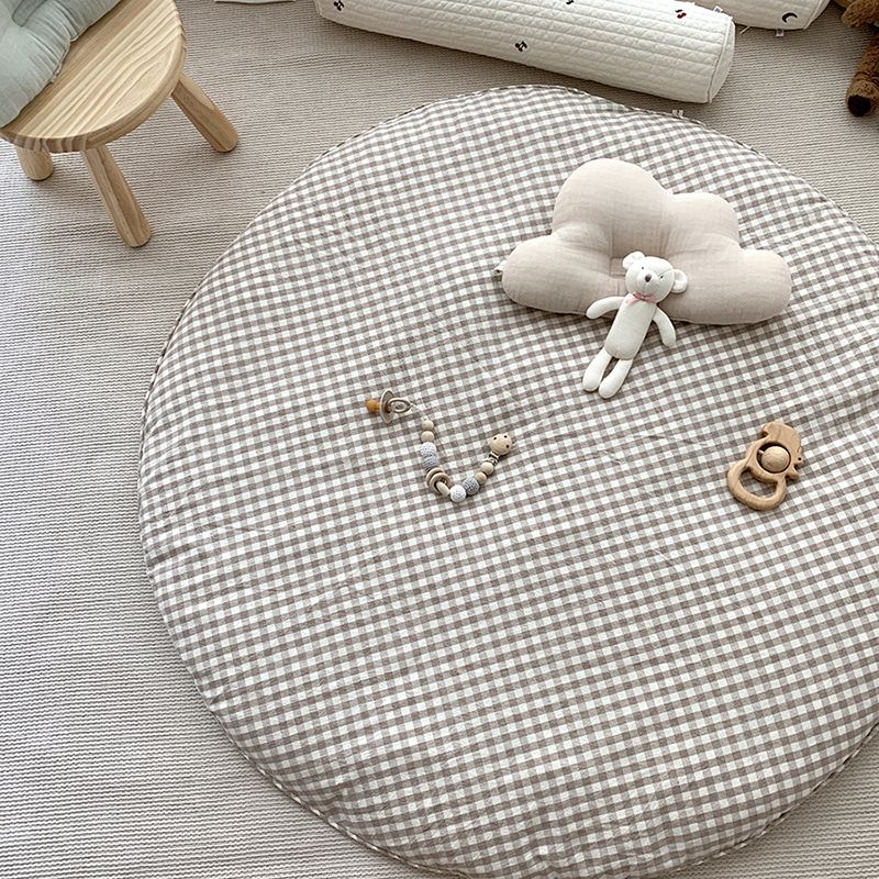 고밀도면 100수 프릴 무형광 신생아 아기 유아 원형 러그 목화솜 놀이매트 분리형