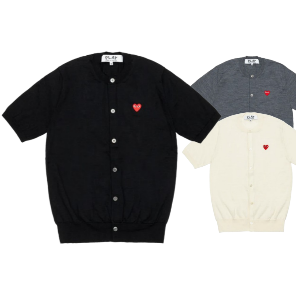 꼼데가르송 반팔 가디건 레드와펜