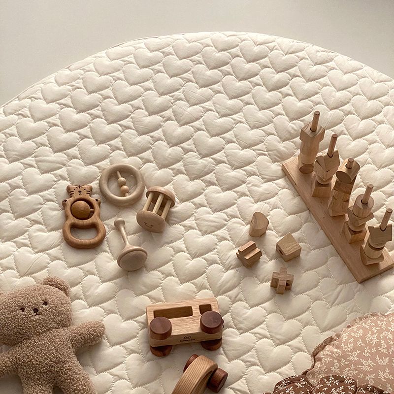 올포홈 100수 프릴 무형광 신생아 아기 유아 원형 러그 목화솜 놀이매트 분리형