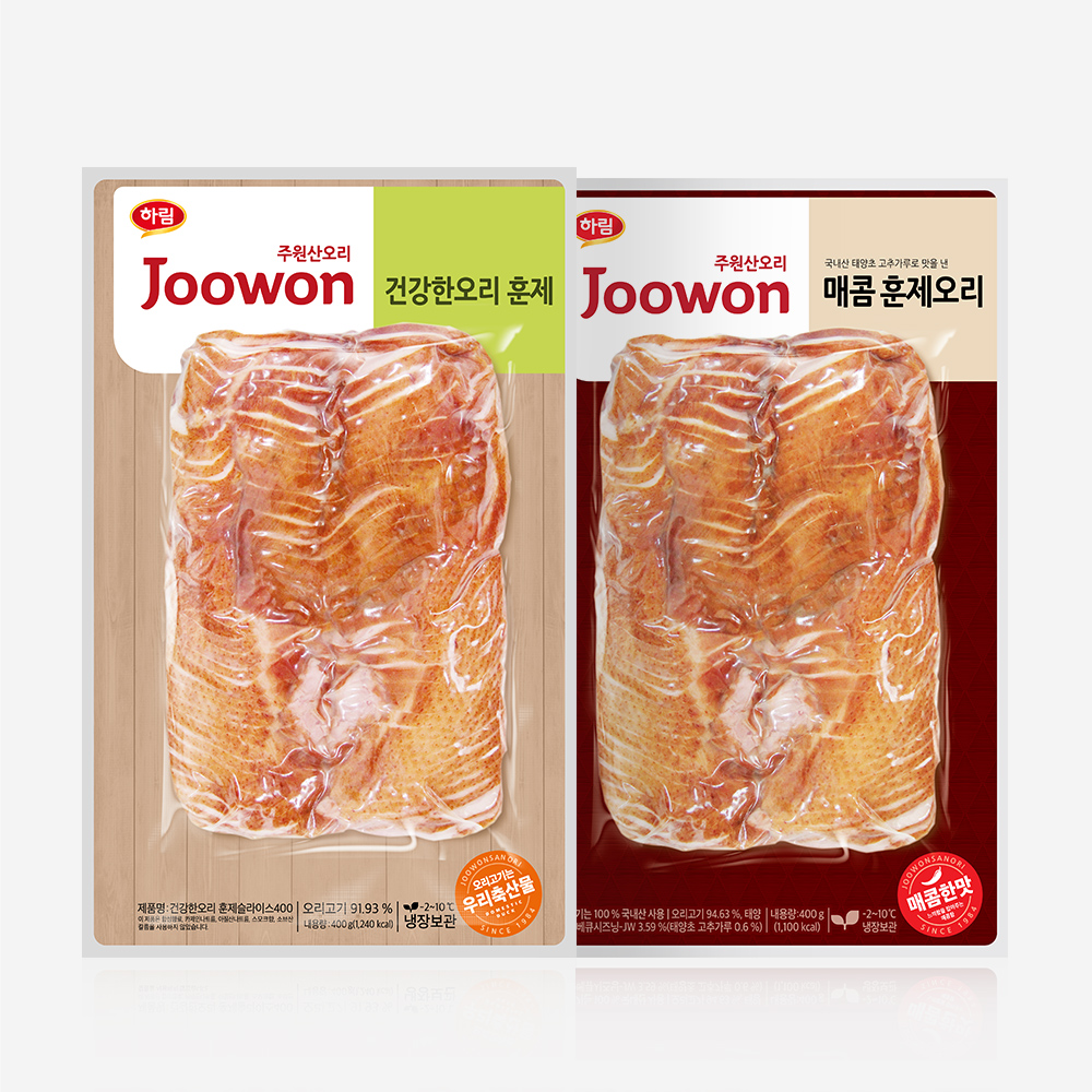 하림 주원산오리 건강한오리 훈제슬라이스 400g + 매콤훈제오리  400g