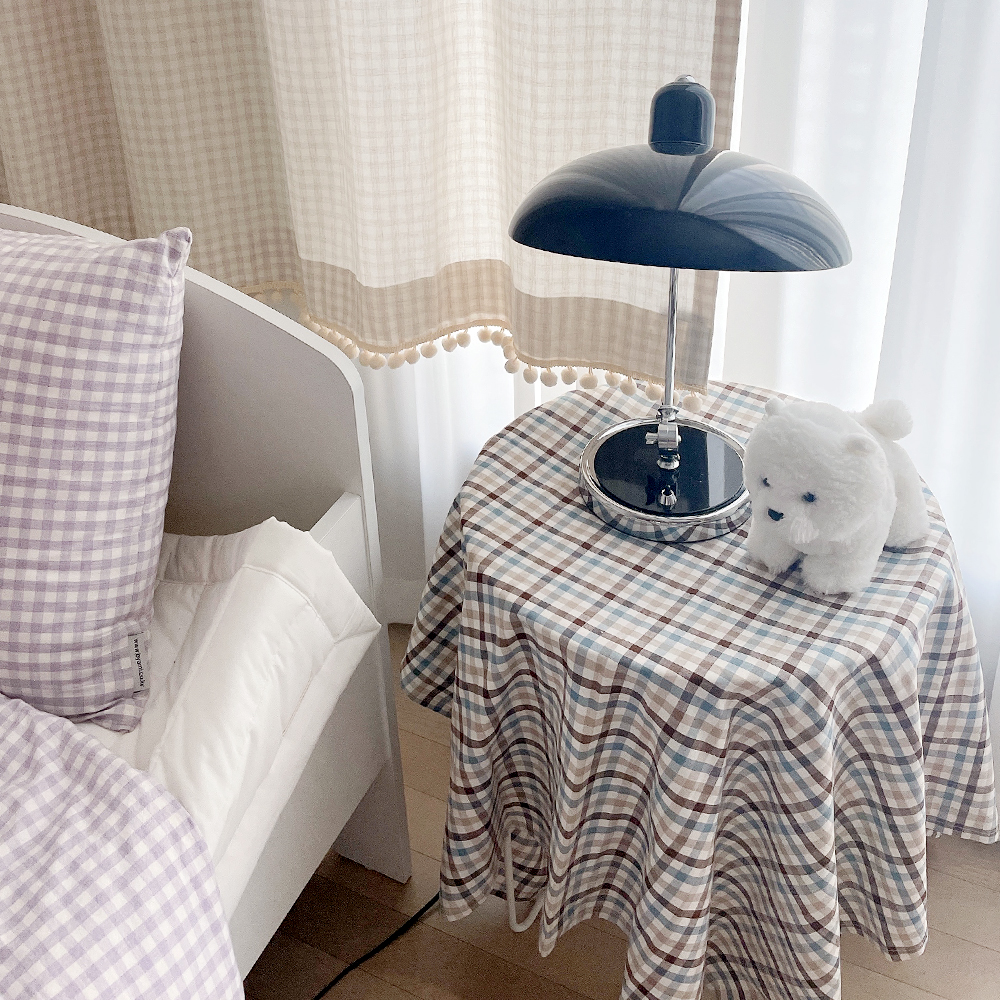 체크 순면 식탁보 테이블보 원형식탁보 2인 4인