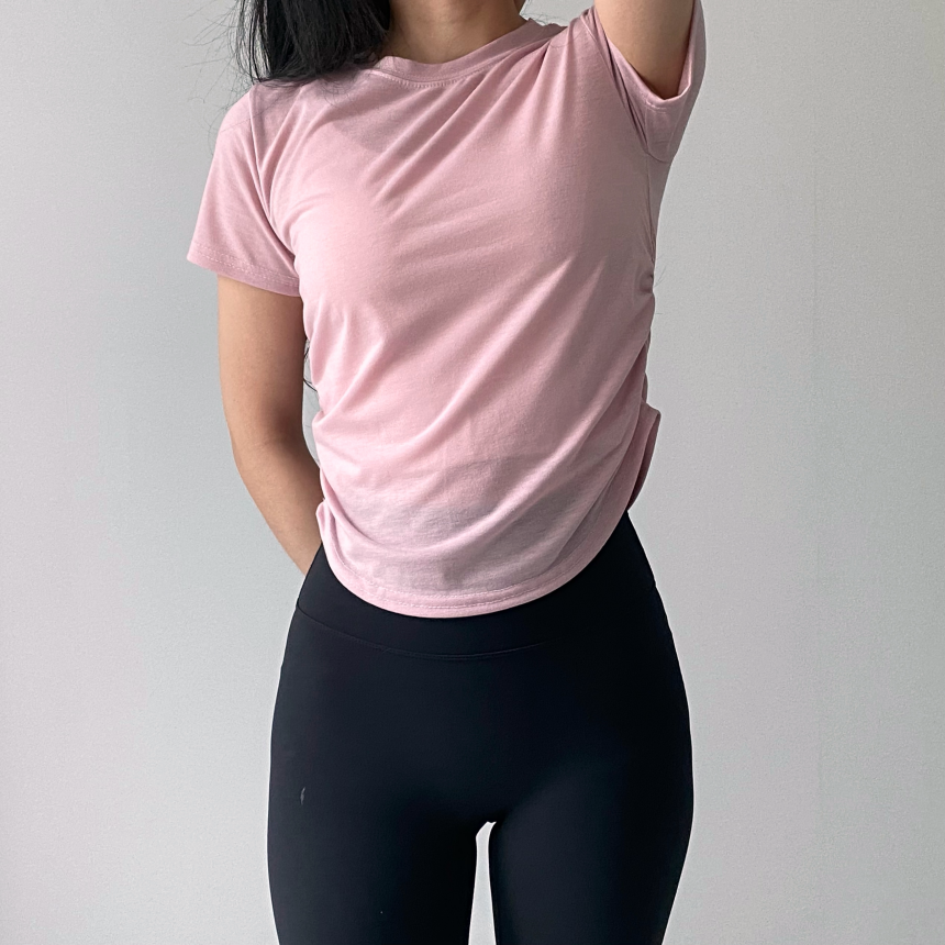 [1+1/허리💗잘록핏]밑단굴림 셔링 필라테스 발레코어 트레이닝 애슬레저 운동복 요가복 헬스복 상의 커버업 세미 크롭 반팔 티셔츠 발레리나티 숏슬리브 상세 이미지 41