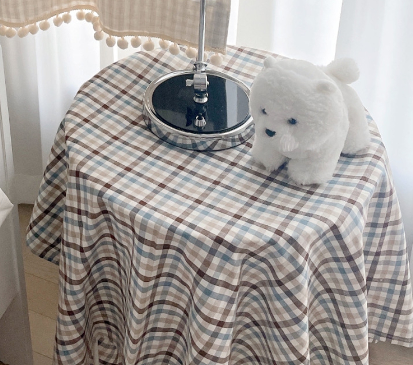 체크 순면 식탁보 테이블보 원형식탁보 2인 4인