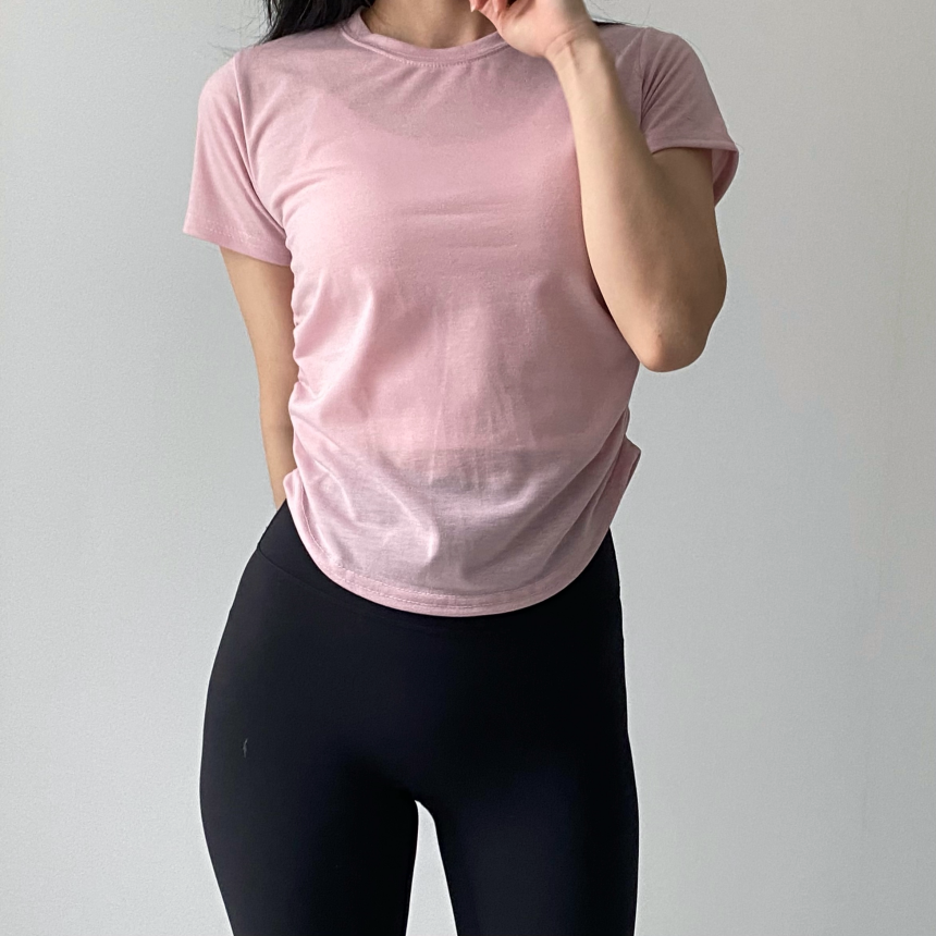 [1+1/허리💗잘록핏]밑단굴림 셔링 필라테스 발레코어 트레이닝 애슬레저 운동복 요가복 헬스복 상의 커버업 세미 크롭 반팔 티셔츠 발레리나티 숏슬리브 상세 이미지 36