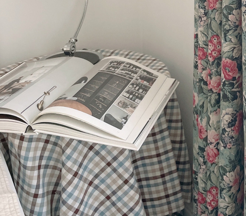 체크 순면 식탁보 테이블보 원형식탁보 2인 4인