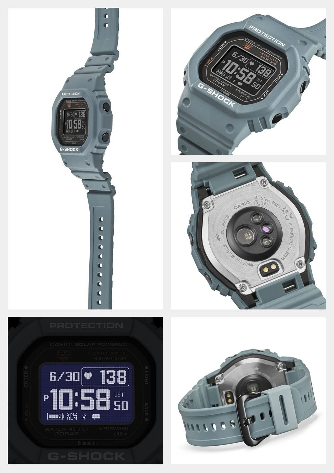 카시오 지 쇼크 G-SQUAD DW-H5600-2JR 시계 심박계 Bluetooth 탑재 - 상세 이미지 2