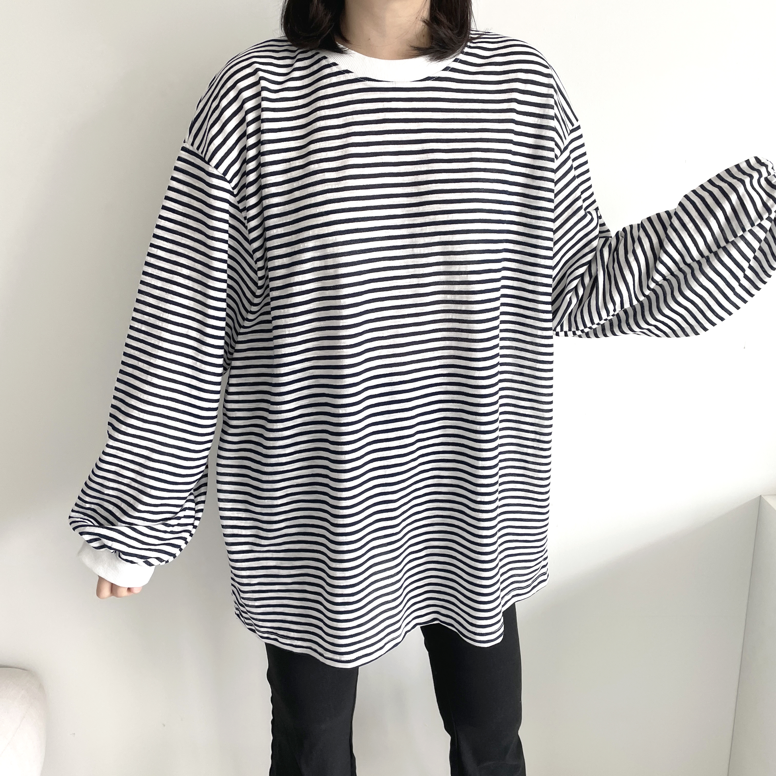 핑크 단가라티셔츠 여름 얇은긴팔티 이미지 6