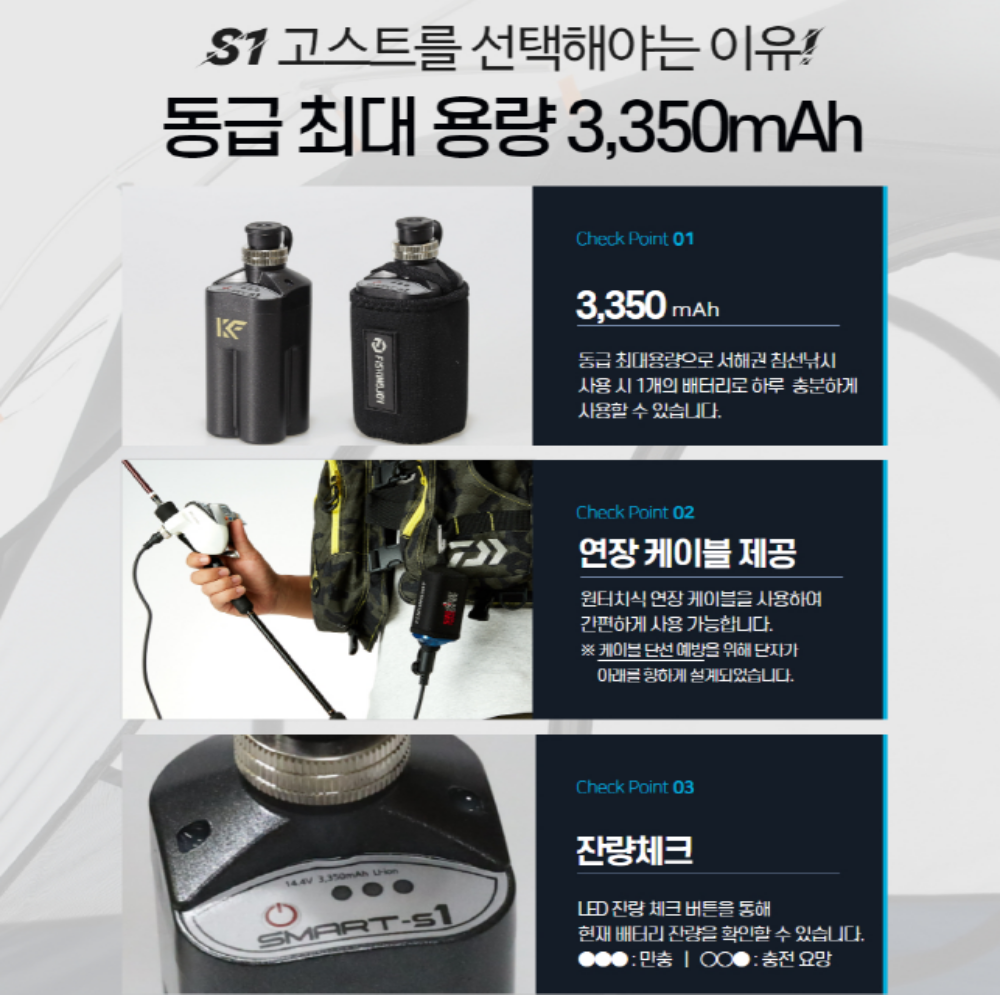 피싱조이 25년 스마트 S1 고스트 수류탄 전동릴 배터리 삼성 SDI 셀 3500 단품 이미지 7