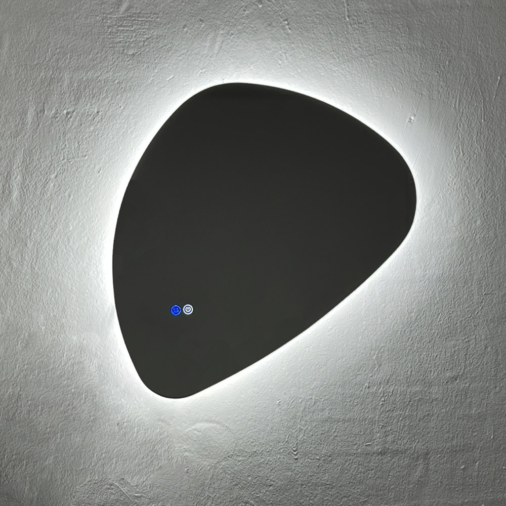 붙이는 led 욕실 거울 간접 조명 원형 스마트 미러 부착식 화장실 비정형 안개제거, 500mm