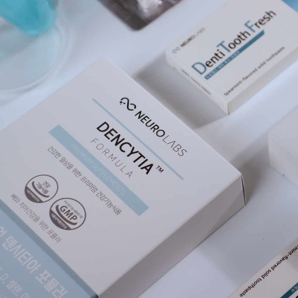 뉴로랩스 덴시티아 60정 치아 건강 칼슘 영양제 / 잇몸 치약 + 약 케이스 제공