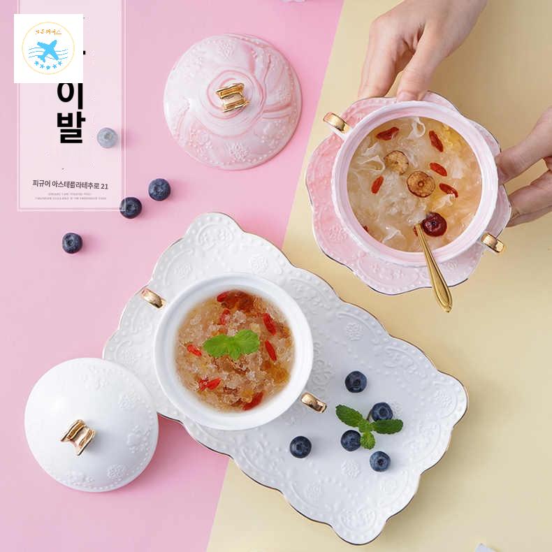 접시 클래식 요거트볼 그릇 브런치 세트 손잡이 스프볼 뚜껑있는 시리얼 - 상세 이미지 3