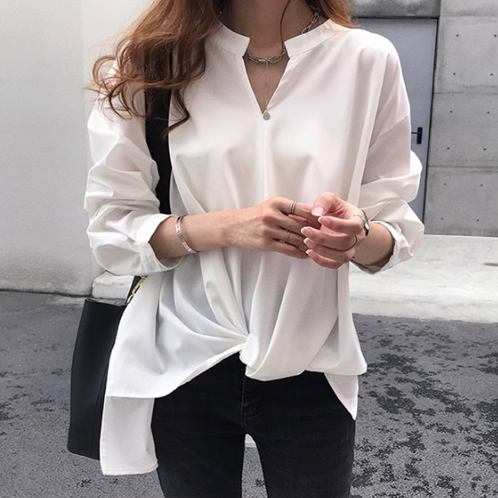 블라우스 데일리 20대 카라 데이트 룩 여자 여성 흰색 출근 캐쥬얼 흰 봄 가을 여름 - 상품 이미지