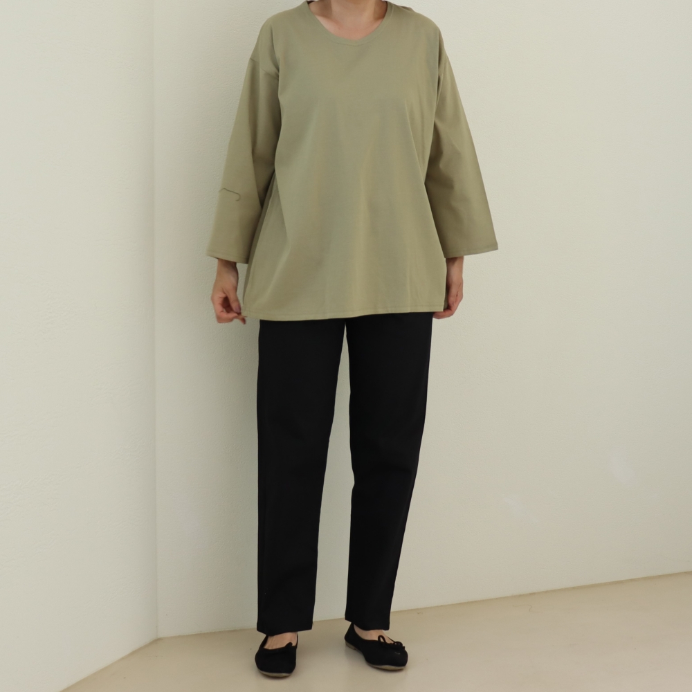 자체제작 일자 스판 9부 바지 허리 밴딩 밑위긴 팬츠 XL 2XL 3XL 봄 여름 가을 - 상품 이미지