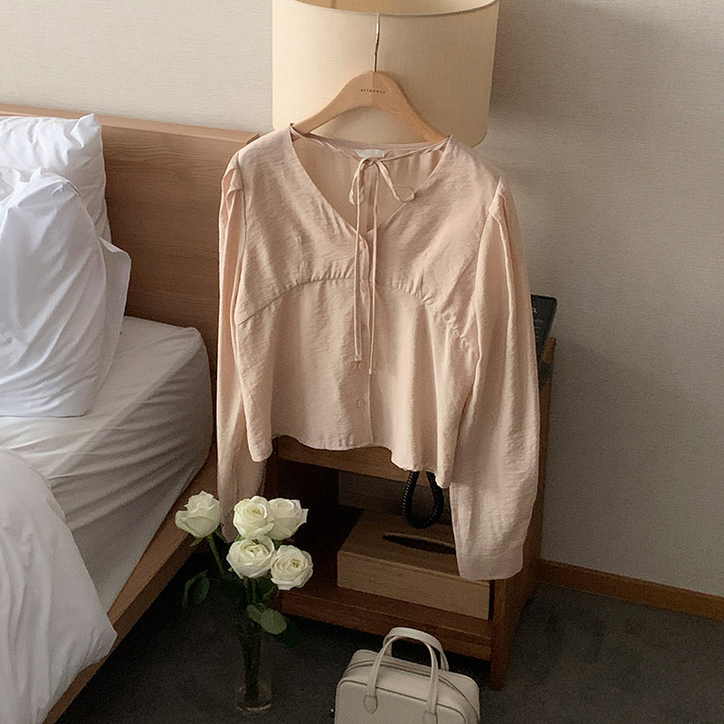 (여리여리하객룩) 마렐 브이넥 리본 핀턱 블라우스 bs7851 - 상세 이미지 5