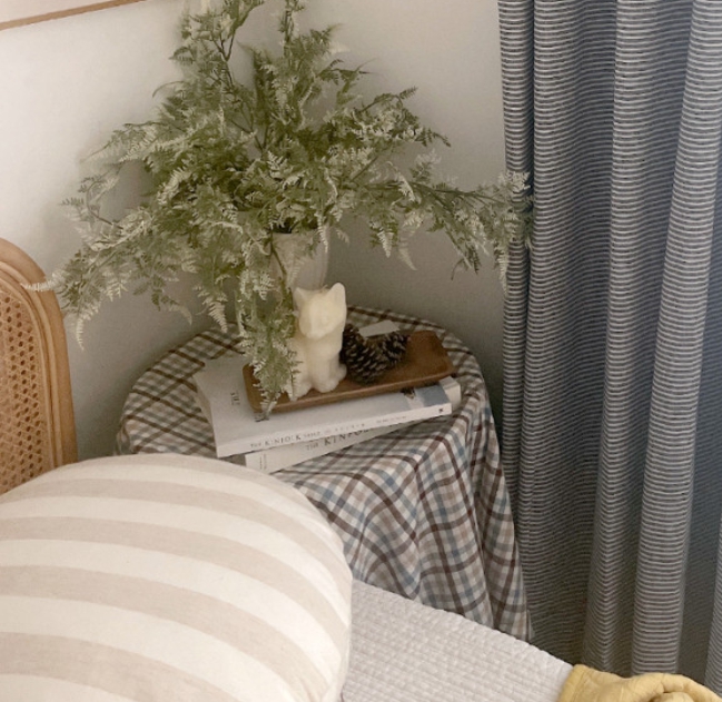 체크 순면 식탁보 테이블보 원형식탁보 2인 4인