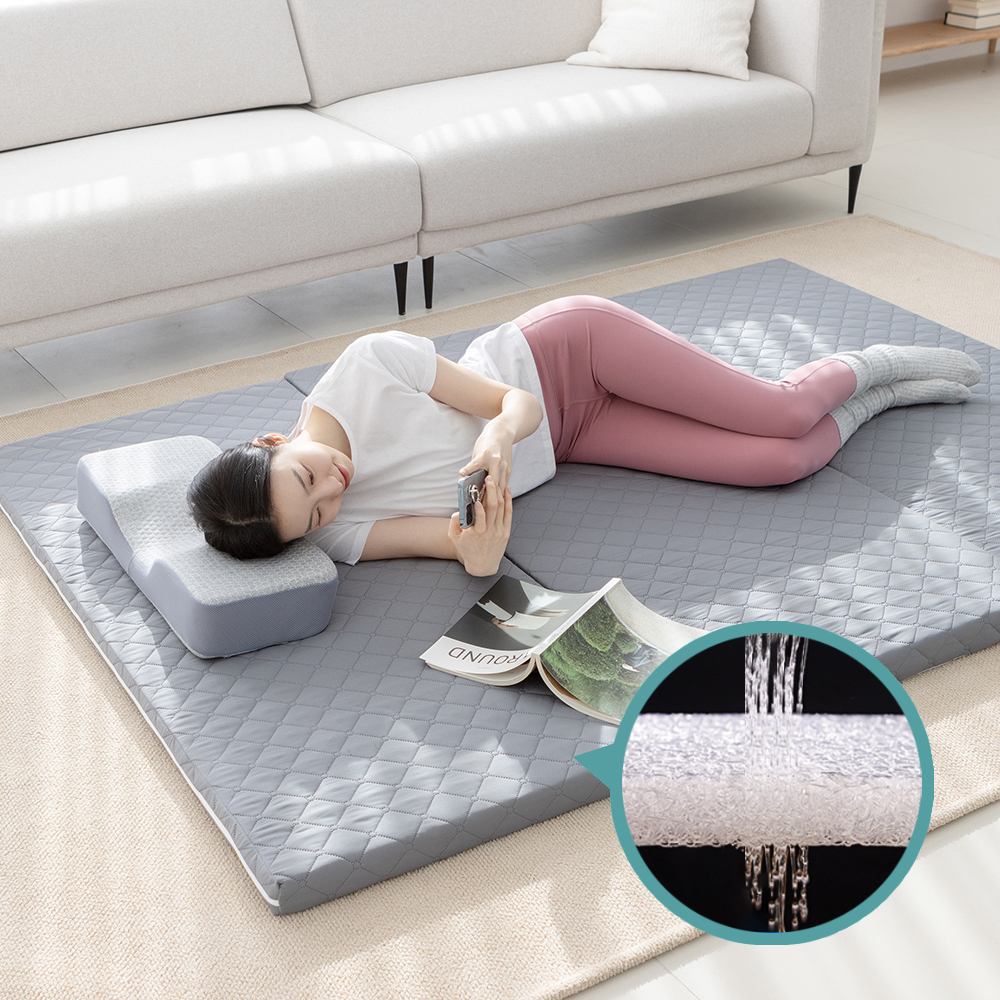 수면도감 탄탄한 허리에 좋은 3단 접이식 매트리스 침대 토퍼 바닥 수면매트 Q