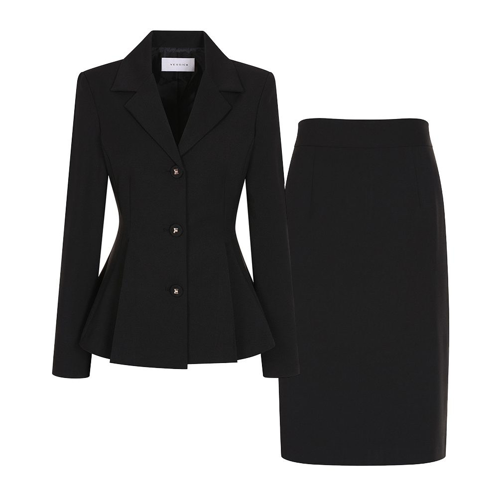 [한정수량] [SET] 예시카 오픈카라 H라인 스커트 정장 세트 YI3ST435