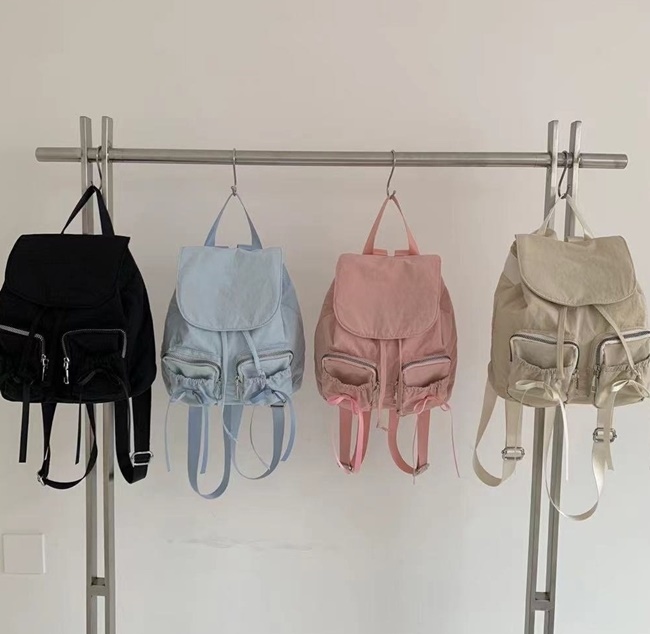 나일론 가벼운 투포켓 미니 백팩 여성 여행 데일리 캐쥬얼 가방